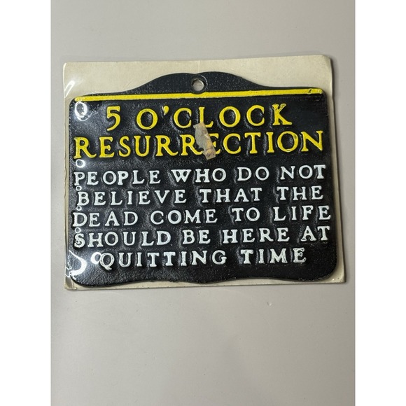 Other - Vintage Cast Aluminum Sign - Mid-Century - 5 O'Clock Resurrection - 5" x 5" New